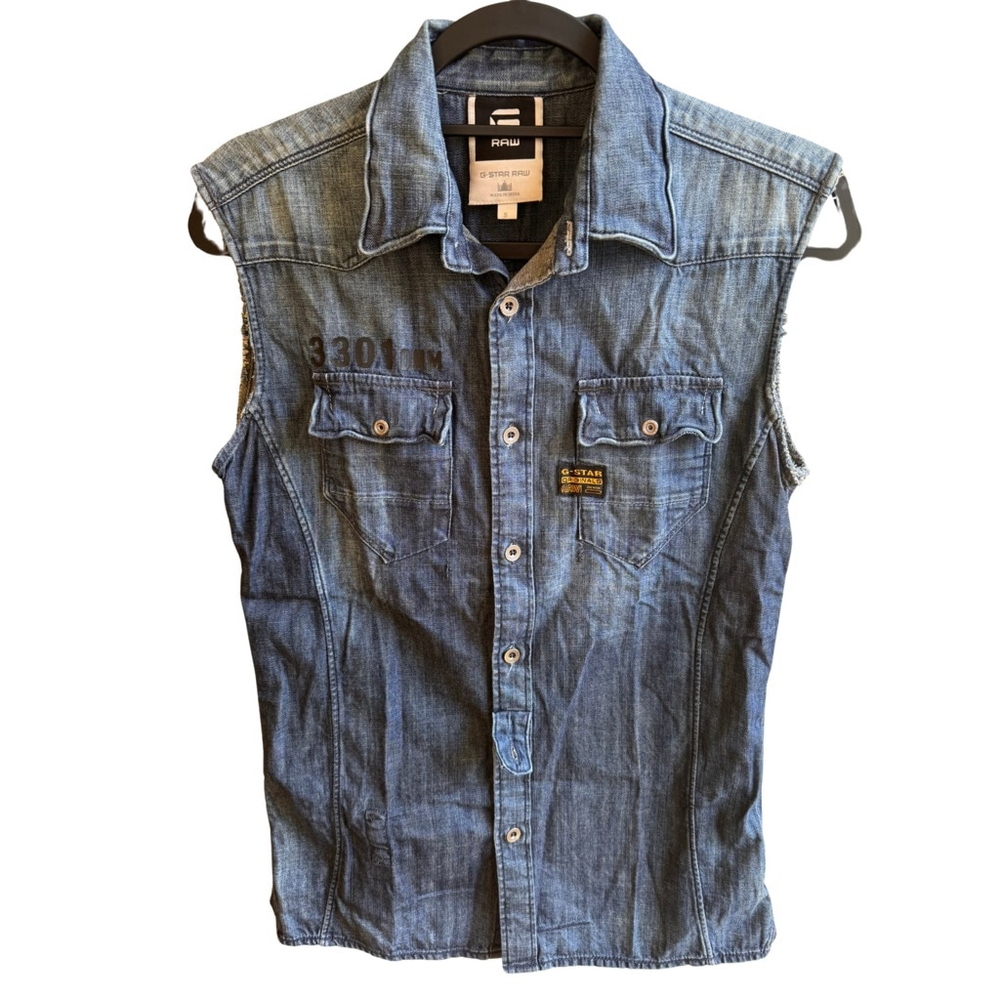 WINTAGE G-Star RAW Denim Sleeveless Shirt/Vest Size S - Rare and unique!